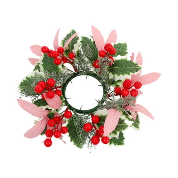 HOMYL Christmas Artificial Leaves Candle Wreath Table Decor for Sp Summer B
