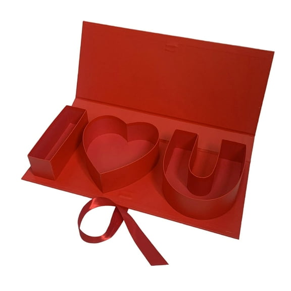 HOMYL Empty Flower Gift Box Fillable Letters Container Decorative Cardboard Mother Day Decor Letter Shaped Box for Candy Mom Treats Red