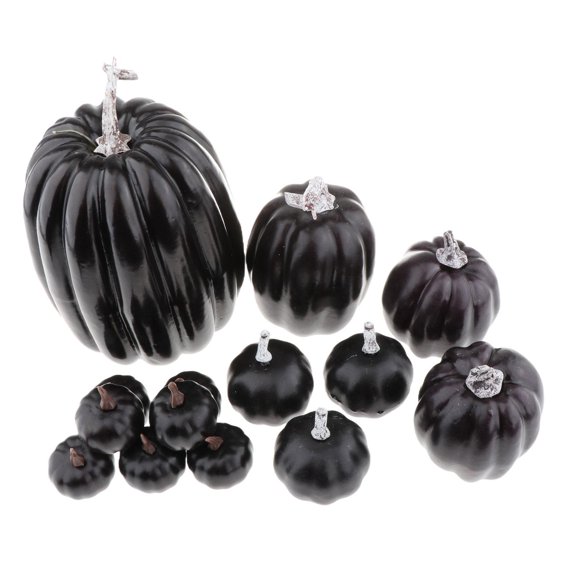 HOMYL Fake Pumpkins Model Cute Artificial Pumpkins for Halloween Thanksgiving Fall 14 Pieces Black