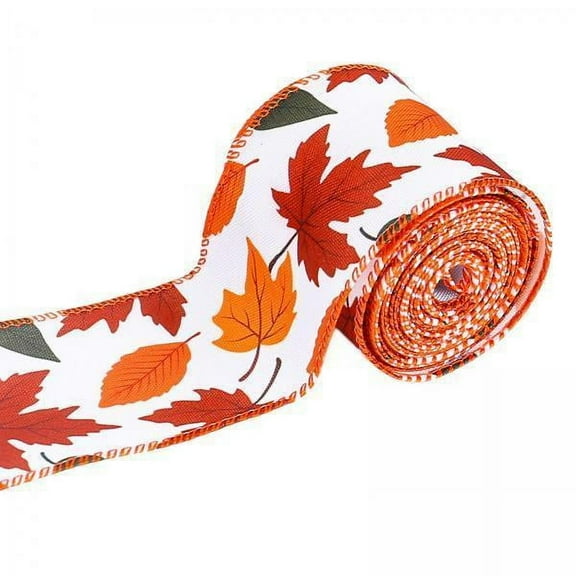 HOMYL Fall Wired Ribbon Wrapping Gifts Fall Wreath Bow Decor Autumn Harvest Ribbon maple