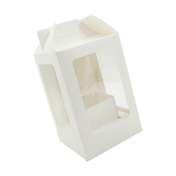 HOMYL Floral Packaging Boxes Wedding Clear Window Shop with Handle Portable Flower Box White