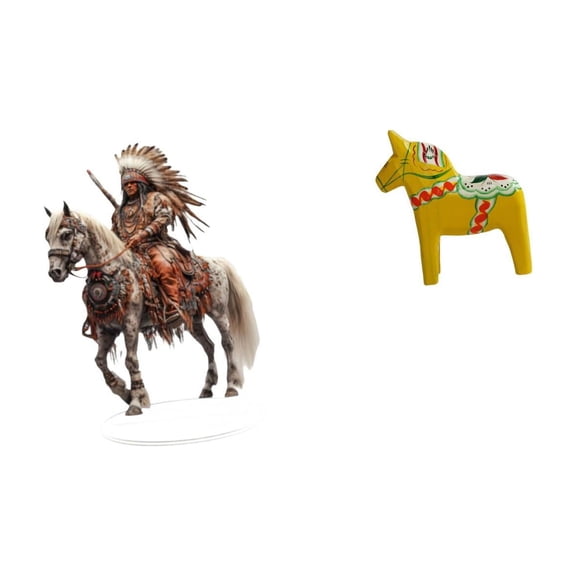 HOMYL Home Knight Desk Sign Acrylic Knight Ornament Dalecarlian Horse Figurine Swedish Dala Horse Statue Handicraft Modern Design Decorative Accent Suitable