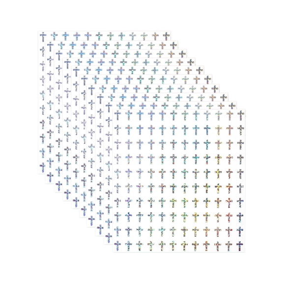 HOMYL Mini Cross Stickers Cross Labels Decals Self Sticky Stickers for Kids DIY Crafts 10 Sheets 1200pcs
