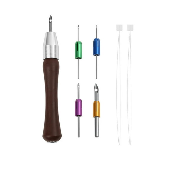 HOMYL Punch Pin Kit Cross Stitch with 4 Replaceable Heads DIY Crafts Punch Pin Set