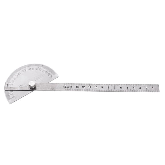 HOMYL Steel 180 Degree Rotary Protractor Round Head Solid Angle Ruler for Students