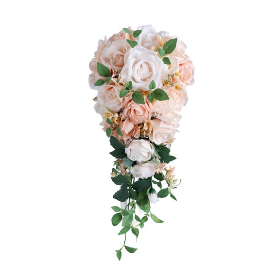 HOMYL Wedding Bouquet Champagne Roses Waterfall Elegant Cascading Bouquet