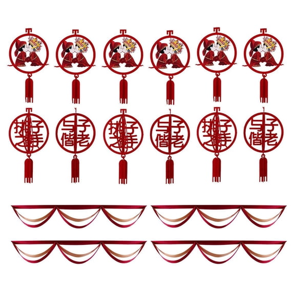 HOMYL Wedding Decorations Groom and Bride Pendant Red Hanging Ornament Chinese Wedding Zhizizhishou
