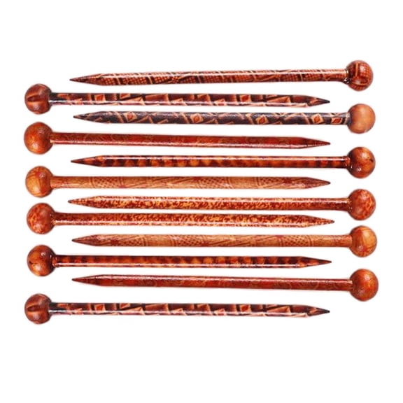 HOMYL meriglare 12x Retro Chinese Wood Hair Pin Handmade Chignon Stick Hair Styling Tools
