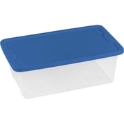 HOMZ 10-Pack Snaplock, Small Clear Plastic Storage Organizer Bins w/Lids, 6 Quart, Blue - Stackable Container Boxes for Bedroom, Bathroom, Garage, and Office Organization
