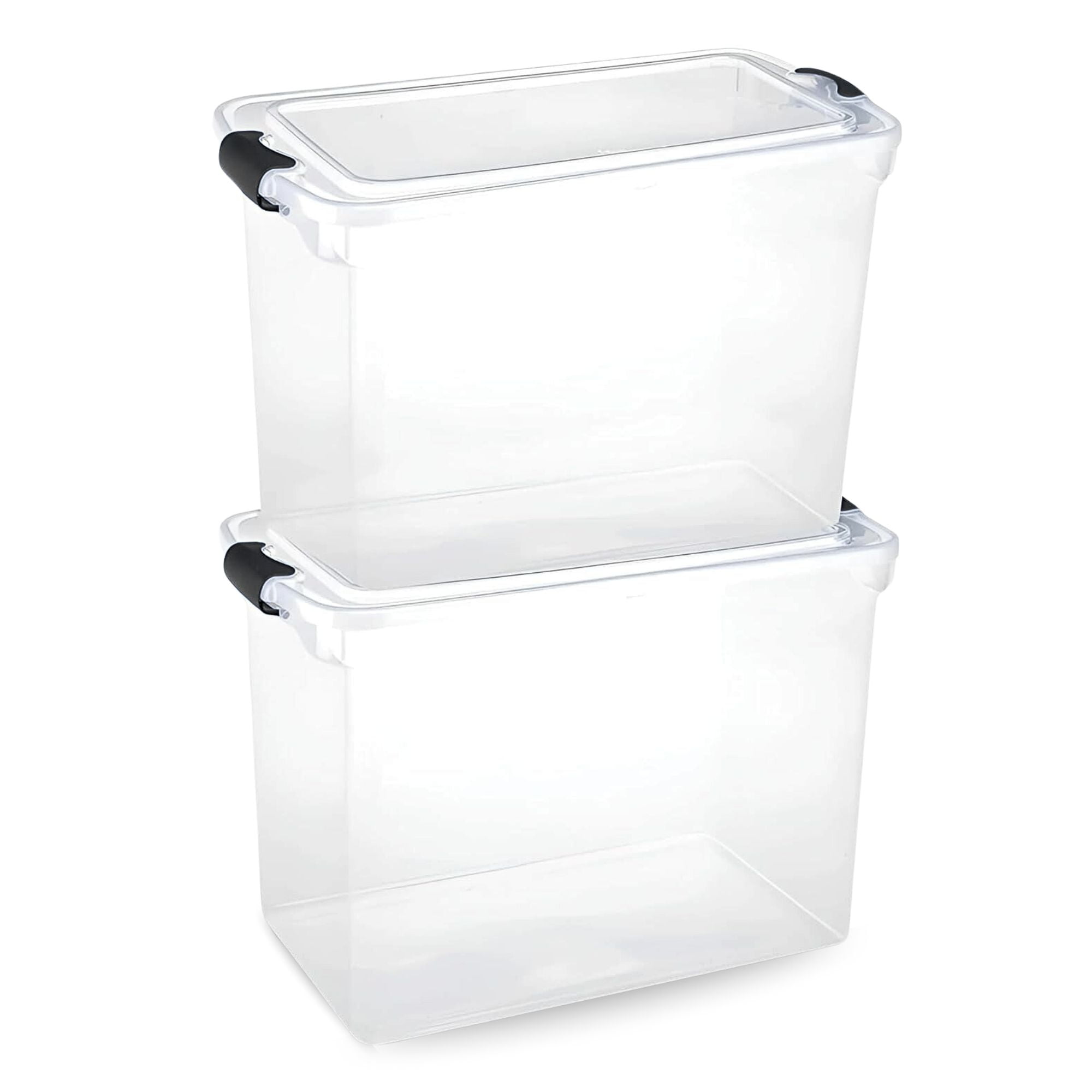 HOMZ 112-Quart Clear Plastic Stackable Storage Bin with Lid, 2