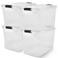 thumbnail image 1 of HOMZ 112 Quart Latching Clear Plastic Storage Container, Grey Latch, 4 Pack, 1 of 10