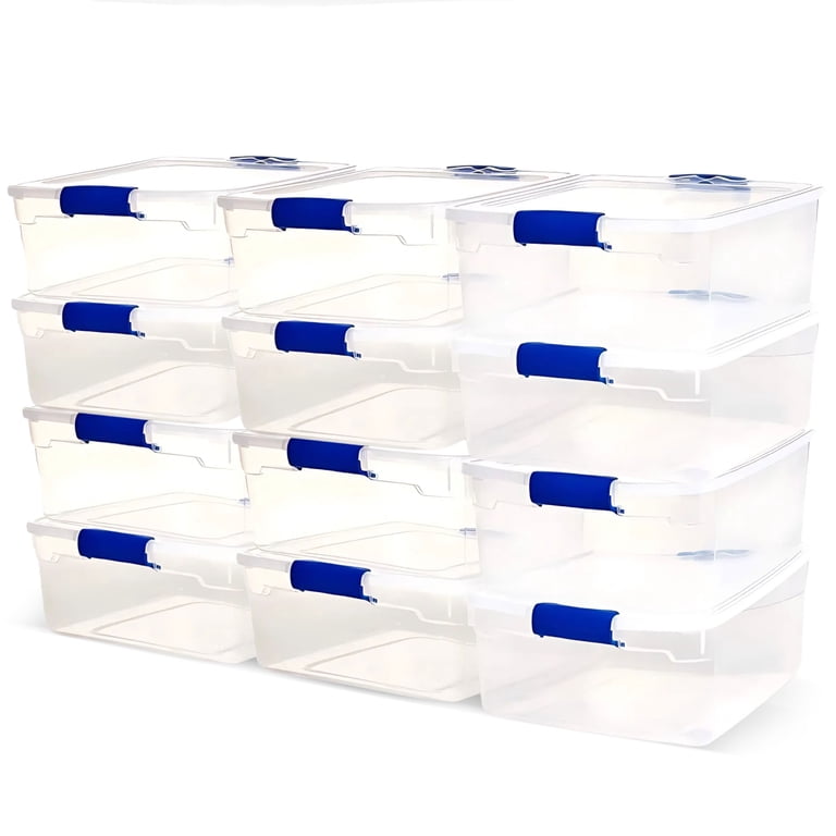 Homz 15.5 Quart Clear Plastic Stackable Storage Bins with Lids and