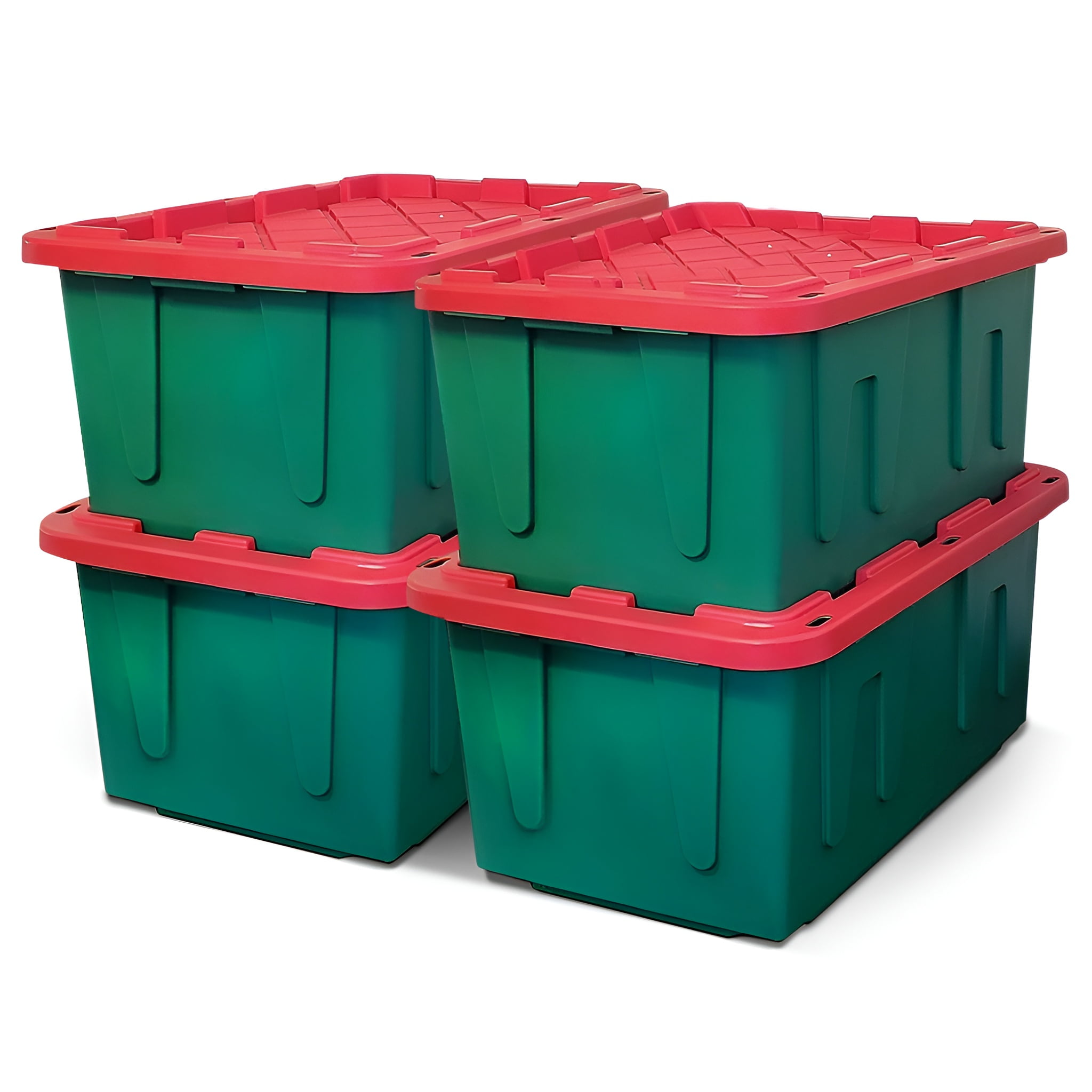 HOMZ 27 Gallon Heavy Duty Seasonal Storage Tote, Large Plastic