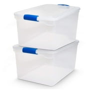 HOMZ 66-Quart Clear Plastic Stackable Storage Bin with Lid, 2 Pack, Clear