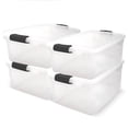 thumbnail image 1 of HOMZ 66-Quart Clear Stackable Plastic Storage Bins, Gray Latches, 4 Pack, 1 of 11