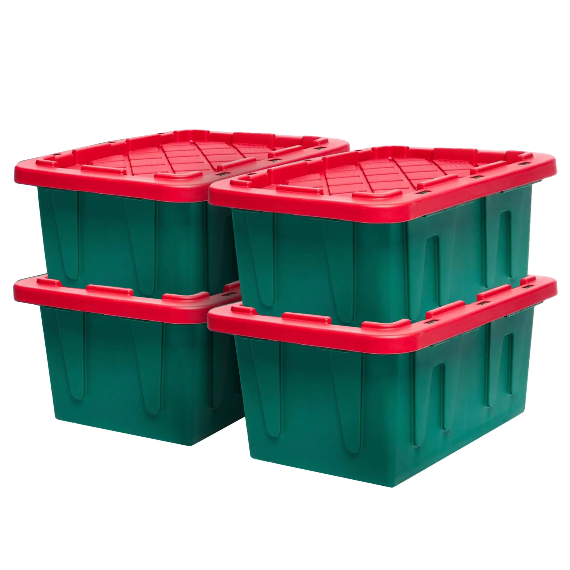 HOMZ Durabilt 15 Gallon Heavy-Duty Storage Tote with Red/Green