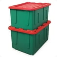 thumbnail image 1 of HOMZ Durabilt 27 Gallon Heavy-Duty Holiday Storage Tote, Green/Red (2 Pack), 1 of 10
