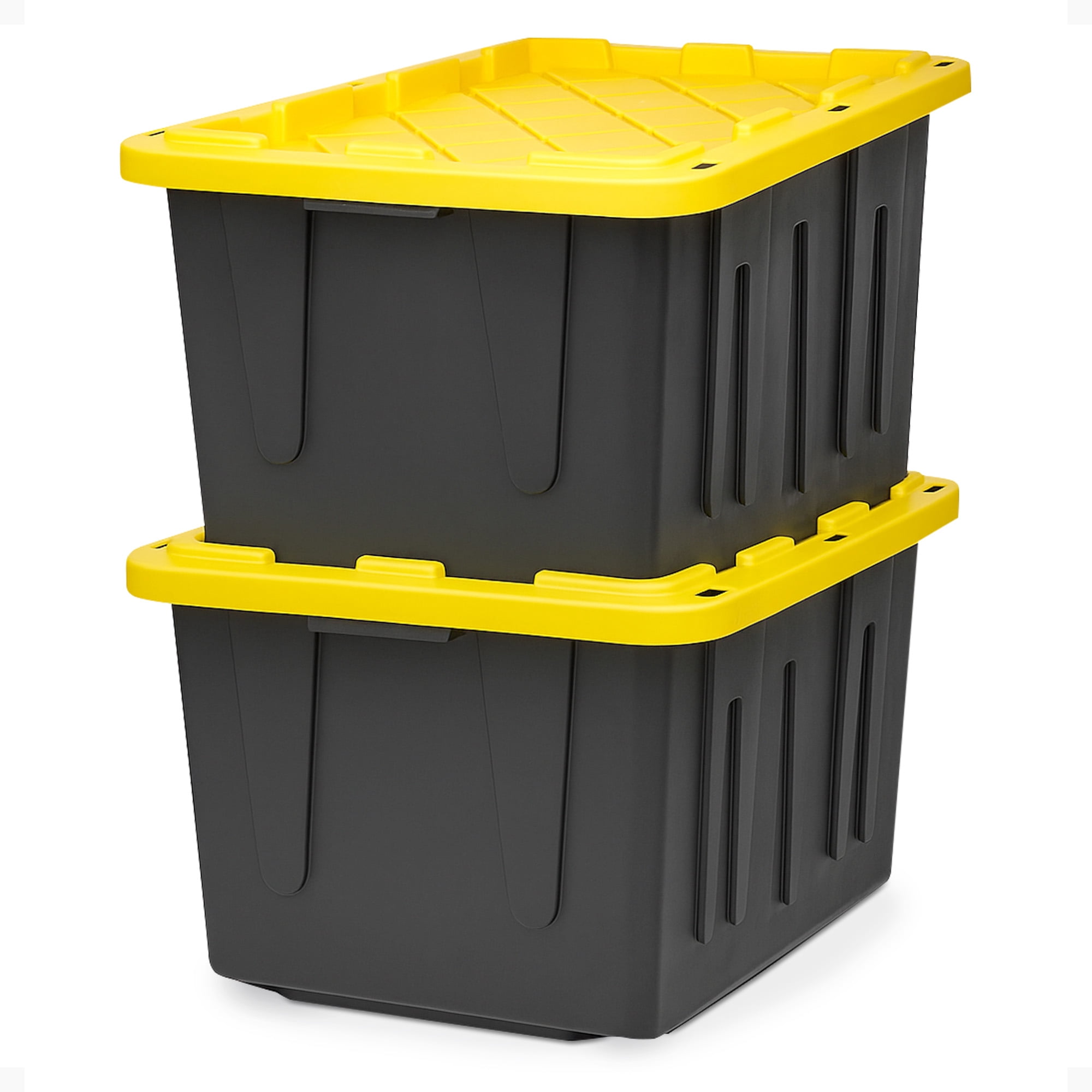 Homz Durabilt 27-Gallon Storage Tote - Plastic with Lid - 2 Pack, Black