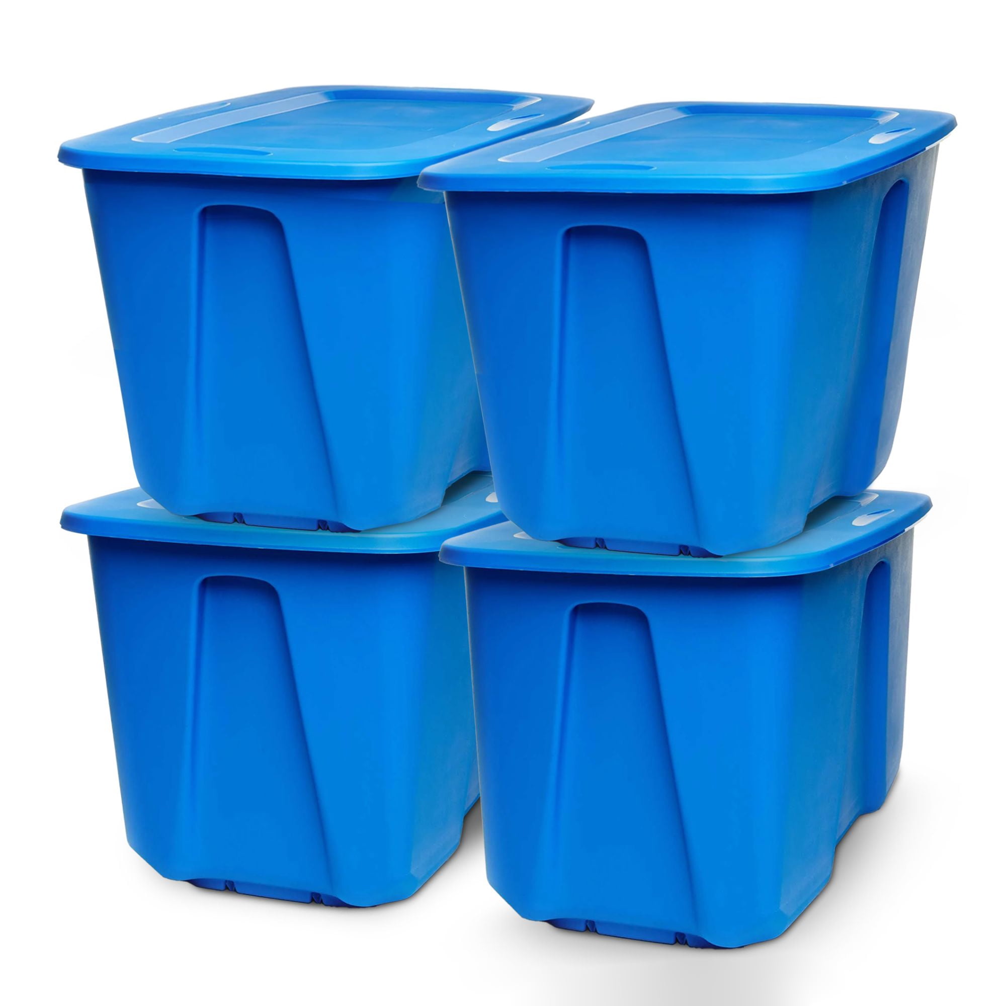 Homz Heavy-Duty 32-Gallon Large Storage Bins, Blue, 4 Pack
