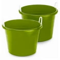 thumbnail image 1 of HOMZ Rope-Handle Plastic Open Buckets Storage Tubs, Bold Lime Green, 2 Pack, 1 of 7