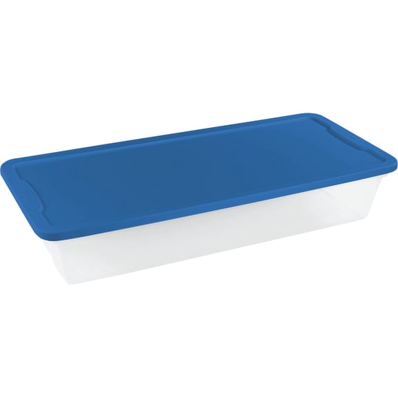 HOMZ Solid Print Plastic 41 Qt Under Bed Storage Container, Clear