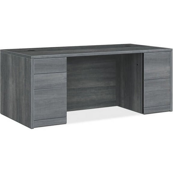 HON 10500 Series Double-Pedestal Desk 72" x 36" x 29.5" - 3 x File Drawer(s), Box Drawer(s) - Double Pedestal - Flat Edge - Material: Wood, Laminate - Finish: Sterling Ash Laminate