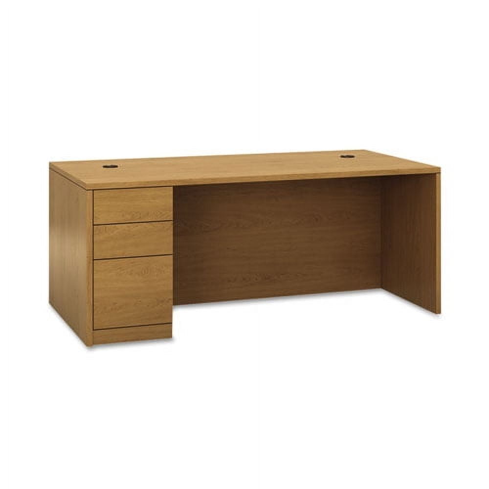 Harvest Oak Laminate Rectangular Desk with Drawers and Filing Cabinet