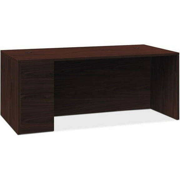 HON 10500 Series Left-Pedestal Desk 66" x 30" x 29.5" - 3 x Box Drawer(s), File Drawer(s)Left Side - Flat Edge - Material: Wood, Laminate - Finish: Mahogany Laminate