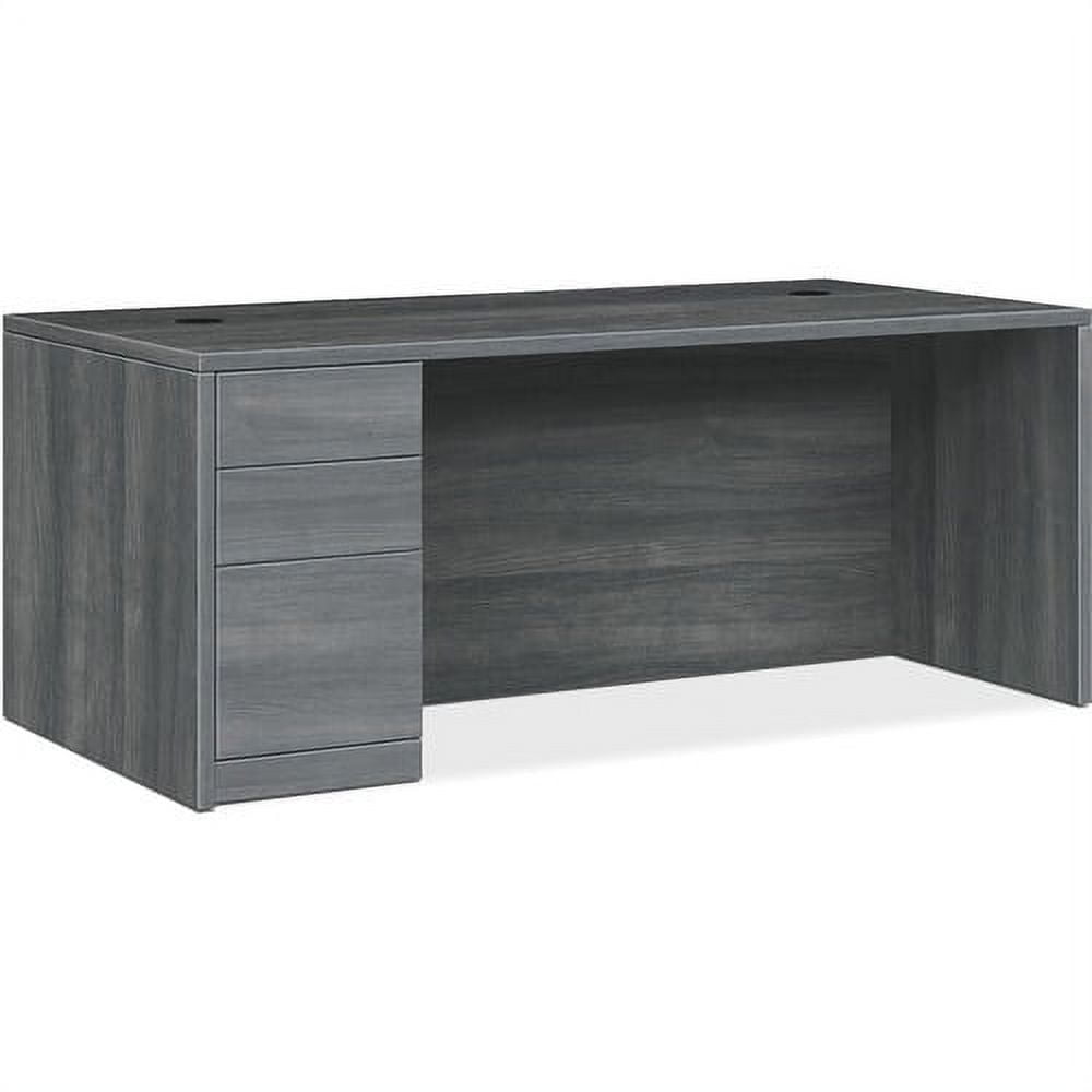 HON 10500 Series Left-Pedestal Desk 72" x 36" x 29.5" - 3 x File Drawer(s), Box Drawer(s)Left Side - Flat Edge - Material: Wood, Laminate - Finish: Sterling Ash Laminate