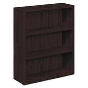 HON 10500 Series Bookcase, 3 Shelves 36" x 13.1" x 43.4" x 1.1" - 3 Shelves - Square Edge - Material Particleboard - Finish Laminate, Mahogany