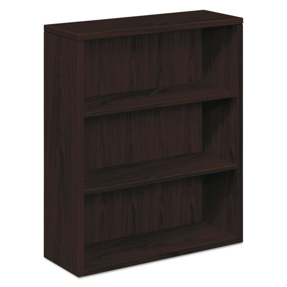 10500 Series 36 in. x 13.13 in. x 43.38 in. Three-Shelf Laminate Bookcase - Mahogany