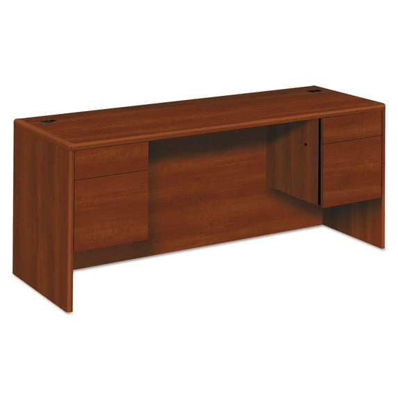 HON 10700 Kneespace Credenza, 3/4 Height Pedestals, 72w x 24d x 29.5h, Cognac