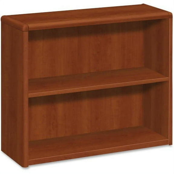 HON 10700 Series 2-Shelf Bookcase 36" x 13.1" x 29.5" - 2 Shelve(s) - Waterfall Edge - Material: Hardwood - Finish: Cognac, High Pressure Laminate (HPL) Top