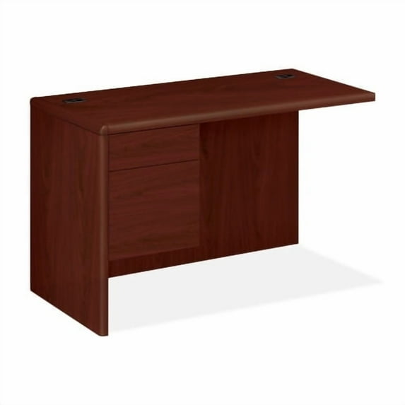 HON 10700 Series Left-Pedestal Return 48" x 24" x 29.5" - 2 x Box Drawer(s), File Drawer(s) - Single Pedestal on Left Side - Waterfall Edge - Material: Wood - Finish: Laminate, Mahogany