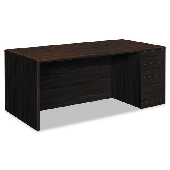 10700 Series 72 in. x 36 in. x 29.5 in. Single Pedestal Desk with Full-Height Pedestal on Right - Mahogany