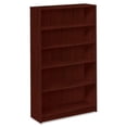 thumbnail image 1 of HON 1870 Series 5-Shelf Bookcase, 36 36" x 11.5" x 60.1" - 5 x Shelf(ves) - Stain Resistant, Abrasion Resistant, Leveling Glide - Mahogany - Laminate - Wood, Hardboard, Particleboard - Recycled - Asse, 1 of 2