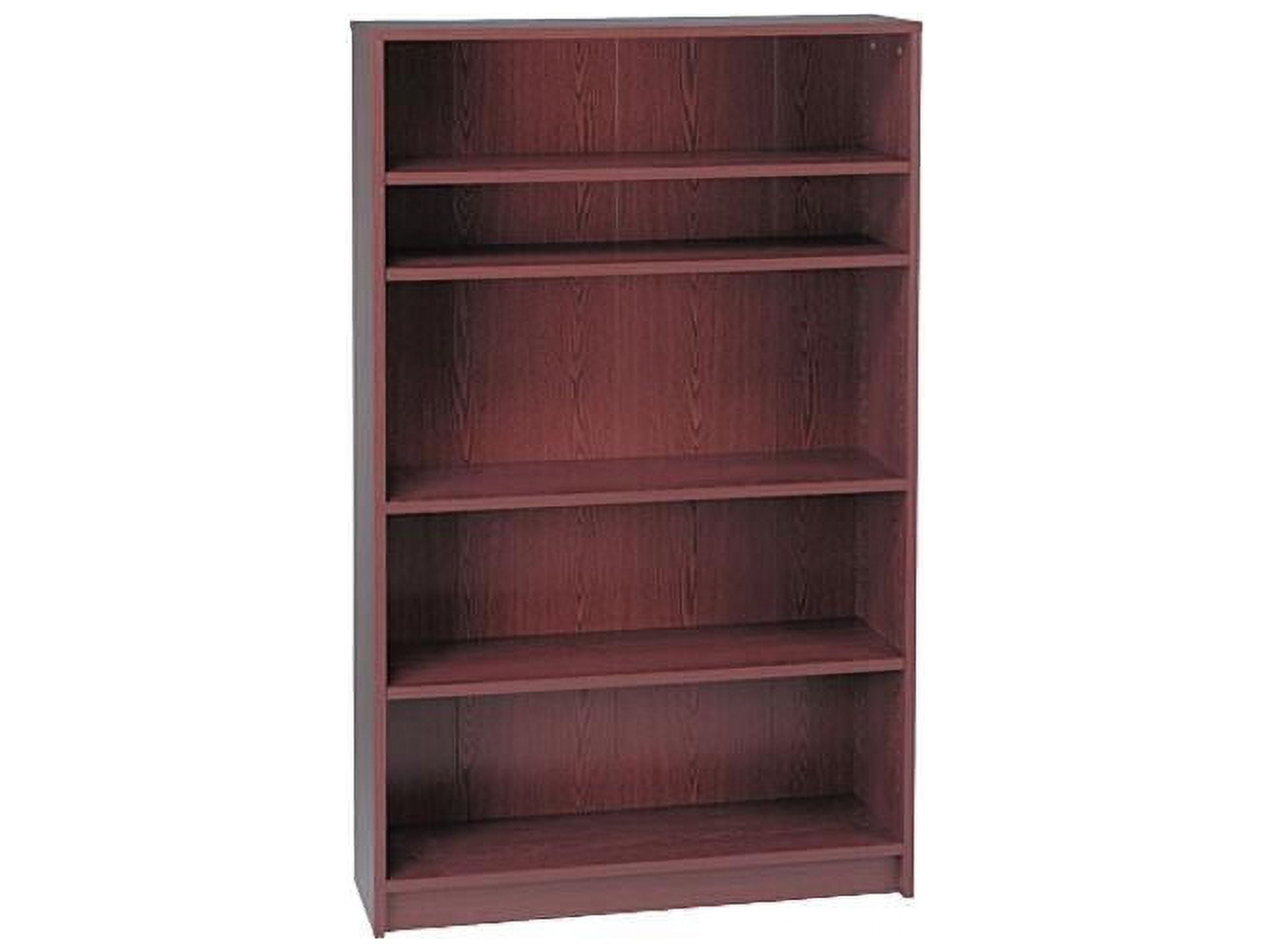 Mahogany 5-Shelf Adjustable Laminate Bookcase