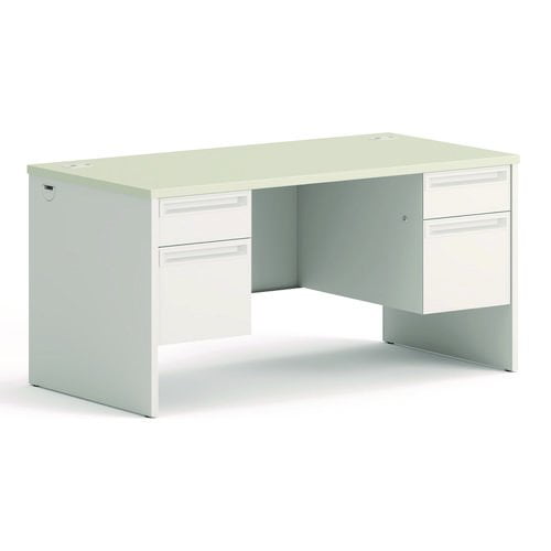 Executive Silver Mesh Light Gray Desk with Drawer and Filing Cabinet