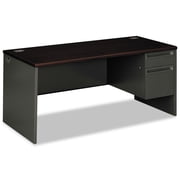 HON H38291R.N.S 38000 Series 66 in. x 30 in. x 29.5 in. Right Pedestal Desk - Mahogany/Charcoal