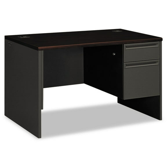 HON H38251.N.S 48 in. x 30 in. x 29.5 in. 38000 Series Right Pedestal Desk - Mahogany/Charcoal
