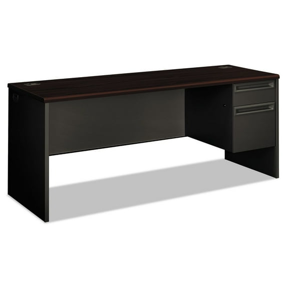HON H38856R.N.S 38000 Series 72 in. x 24 in. x 29.5 in. Right Pedestal Credenza - Mahogany/Charcoal