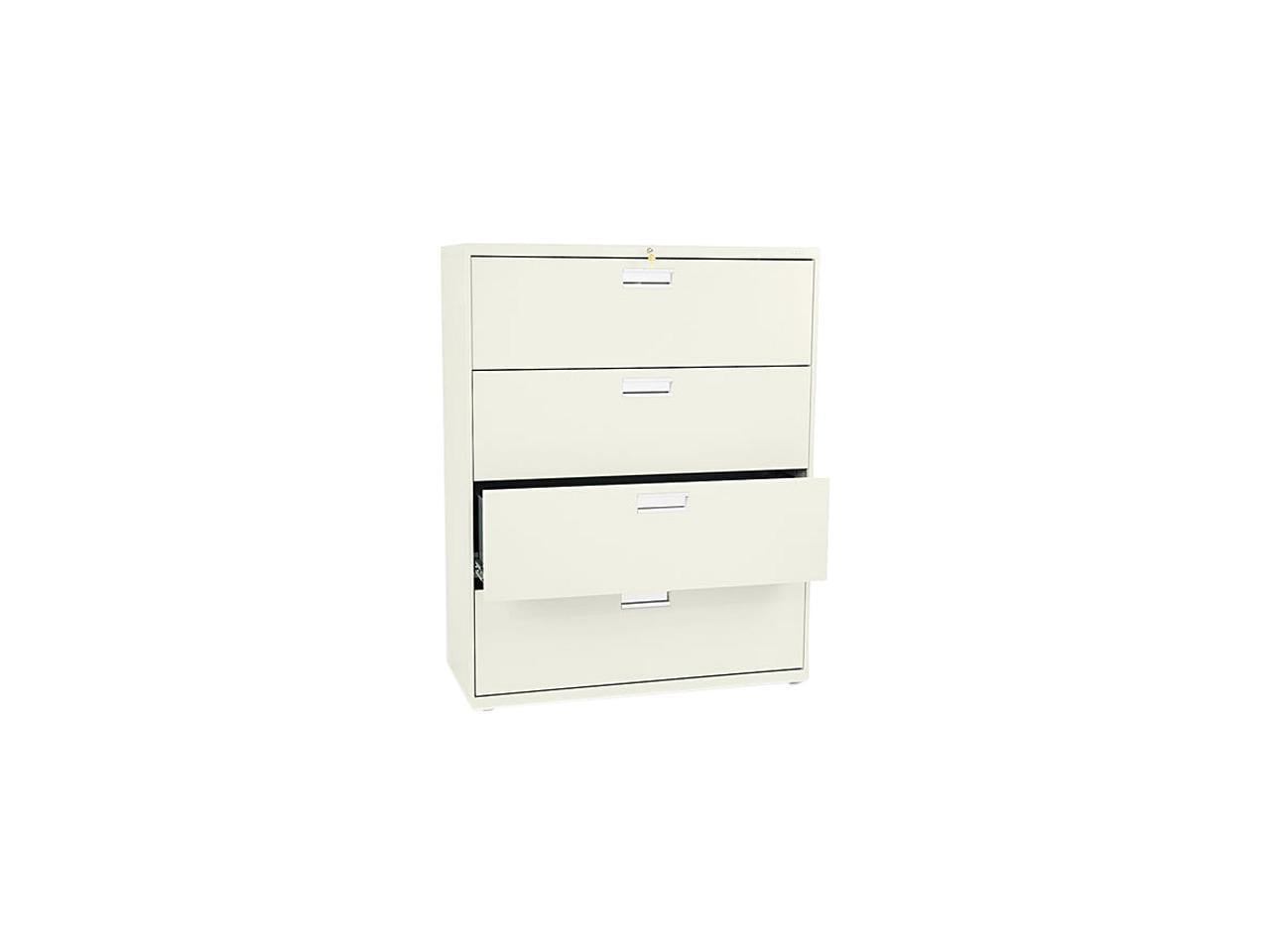 Putty 4-Drawer Lockable Lateral Filing Cabinet with Aluminum Handles