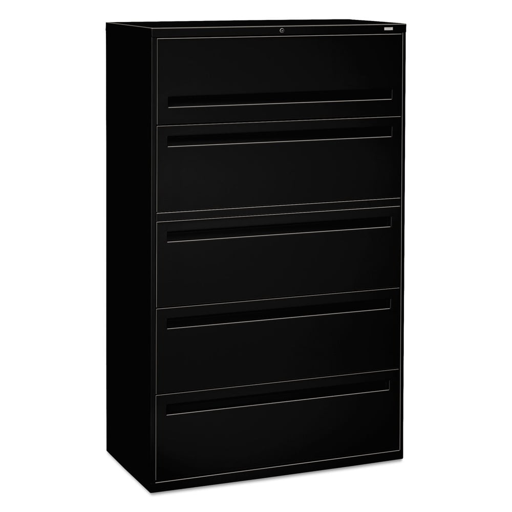 HON 5 Drawers Lateral Lockable Filing Cabinet, Black