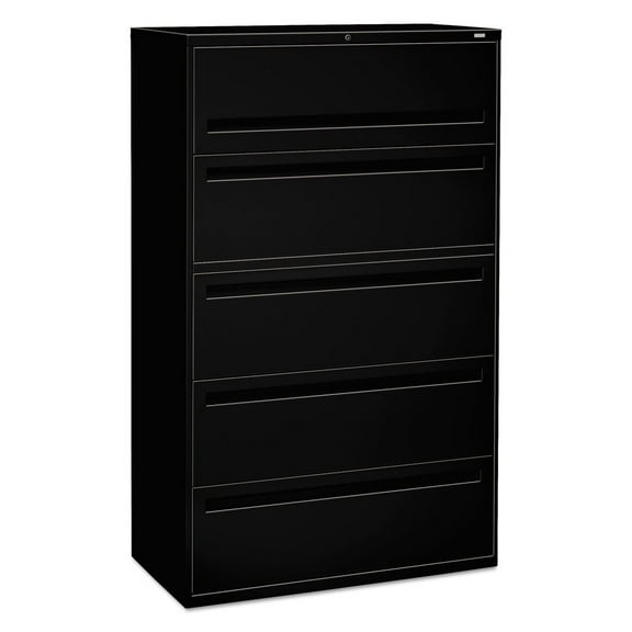 HON 5 Drawers Lateral Lockable Filing Cabinet, Black