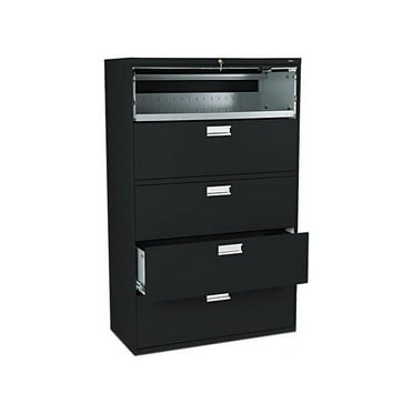 HON 5 Drawers Lateral Lockable Filing Cabinet, Black