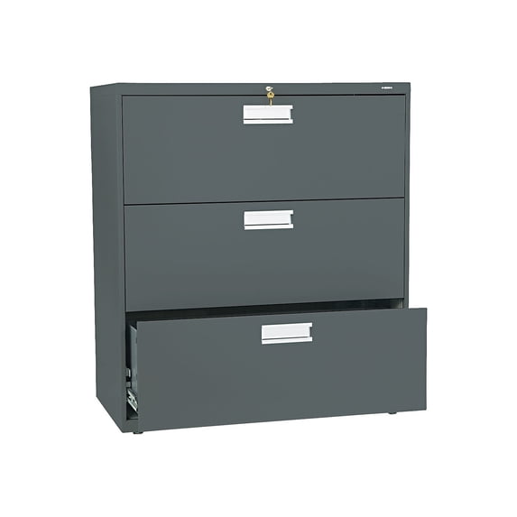 HON H683.L.S Brigade 600 Series 36 in. x 18 in. x 39.13 in. 3 Legal/Letter-Size File Drawers Lateral File - Charcoal