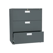 HON H683.L.S Brigade 600 Series 36 in. x 18 in. x 39.13 in. 3 Legal/Letter-Size File Drawers Lateral File - Charcoal