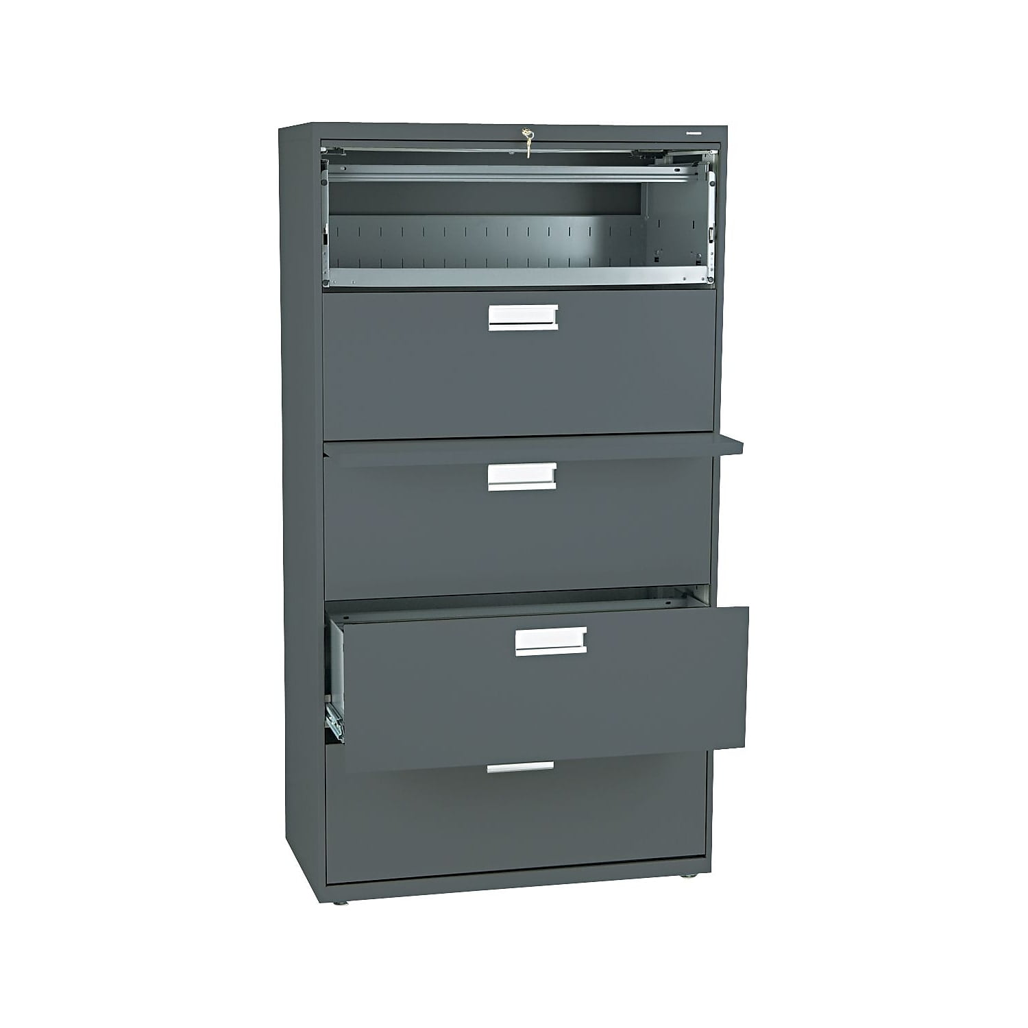 Charcoal 5-Drawer Lockable Steel Lateral Filing Cabinet