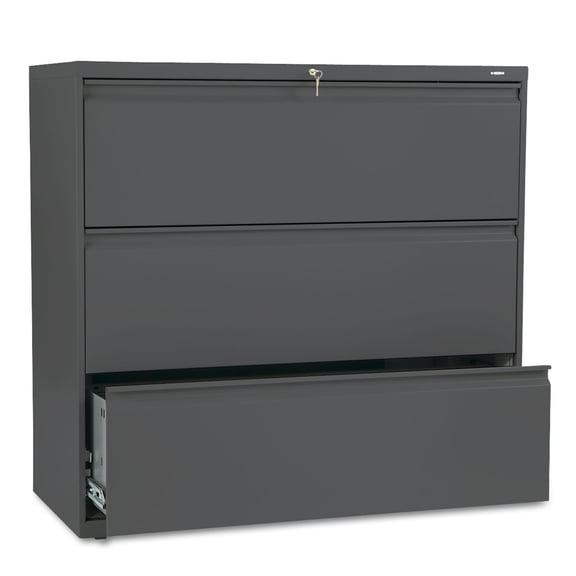 HON 800 Series Three-Drawer Lateral File 42w x 19-1/4d x 40-7/8h Charcoal 893LS