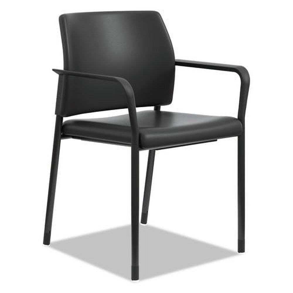 HON Accommodate Series Guest Reception Waiting Room Chair with Fixed Arms, Black Vinyl